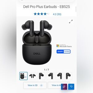 Dell Pro Plus EB525 True Wireless Earbuds in Black